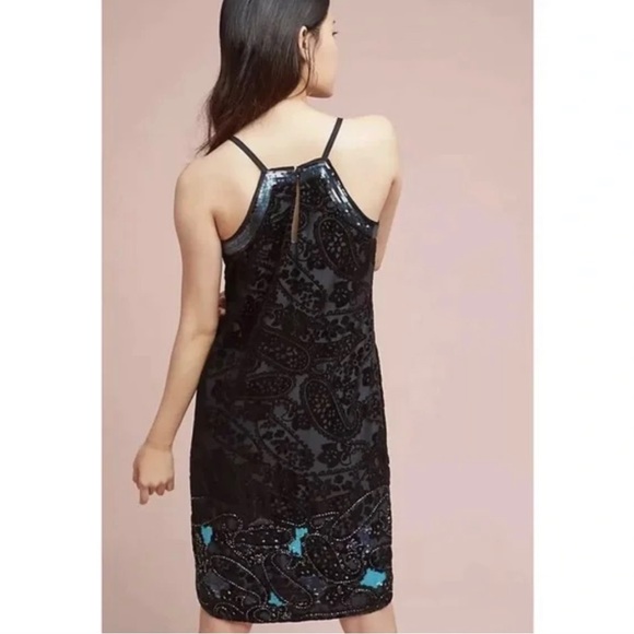 Anthropologie Moulinette Soeurs Velvet Sequin Embroidered Dress Size: 14 - Picture 8 of 9